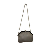 Women's Beige Leather Interior Burgundy LiningChain Strap Clutch Crossbody Bag