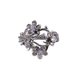 Vintage Unknown Womens Silver Tone Flower Ring W/ Clear Stones Size 7 Approx.
