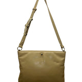 Vntg Ruth Saltz Women’s Beige Leather Gold Accent Adjustable Strap Shoulder Bag