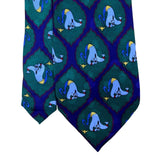 vintage Disney Mens Purple & Green Silk Genie Necktie Aladdin Pattern Long Tie