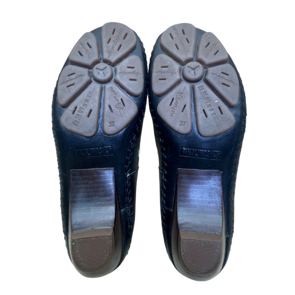 Pikolinos Women’s Black Leather Cutout Detail Naturally Slip-On Low Heels Sz 37