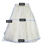 Vintage Womens Off-White Pleated Full Midi Skirt Elastic Waist Casual Wear
