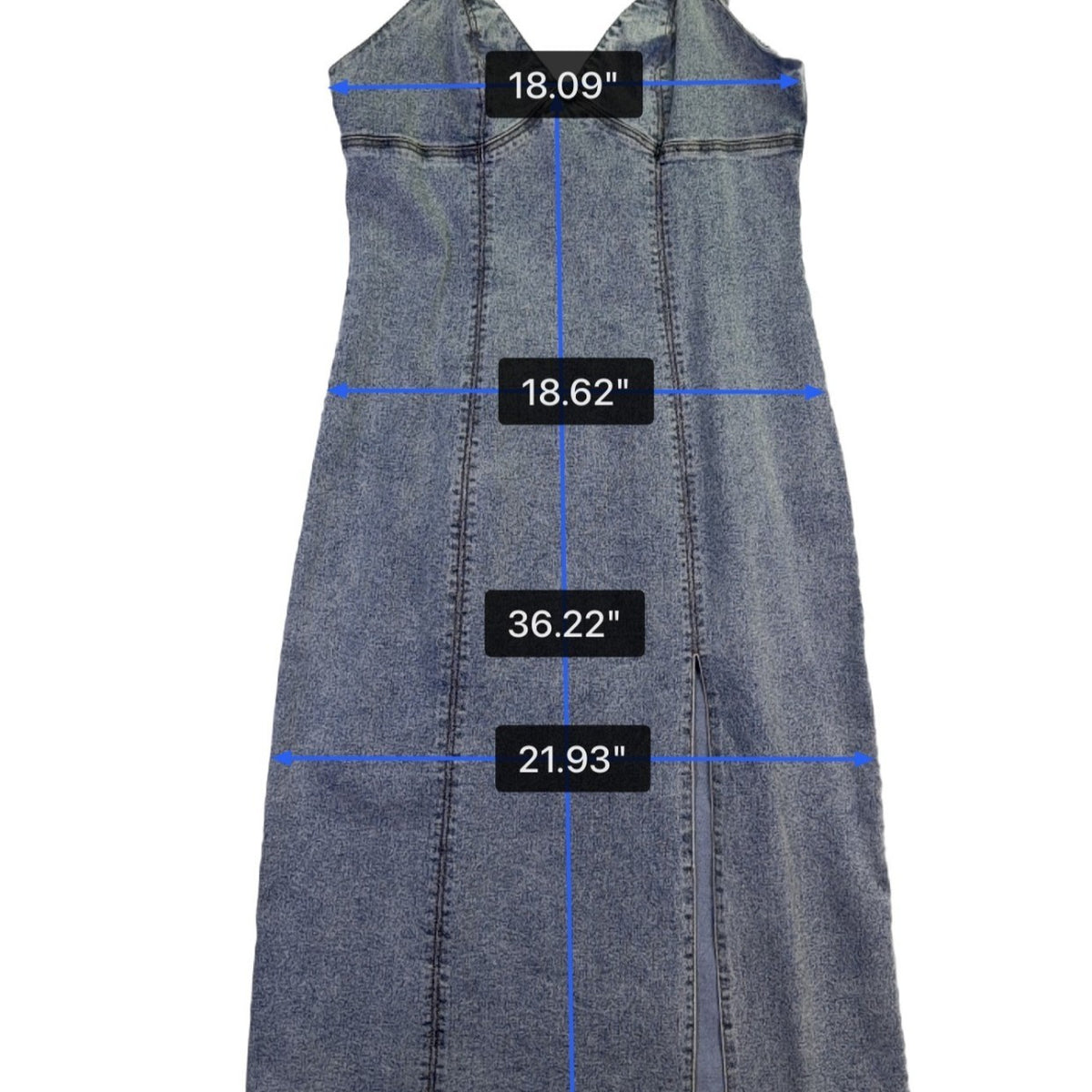 Habitual Womens Blue Cotton Denim Midi Slip Dress W/ Slit  Casual Stylish Size L