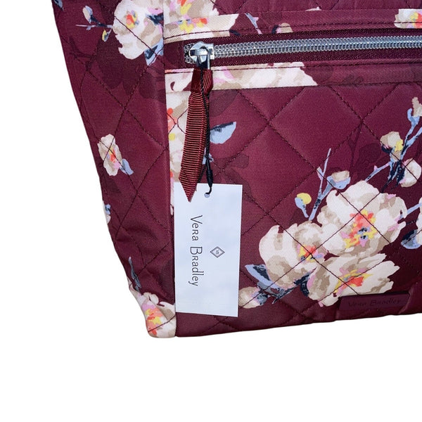 Vera Bradley Women’s Maroon Quilted Blooms & Branches Floral Print Vera Tote Bag