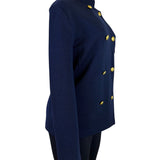 Lauren Ralph Lauren Womens Navy Double-Breasted Jacket Gold Button Sz XL