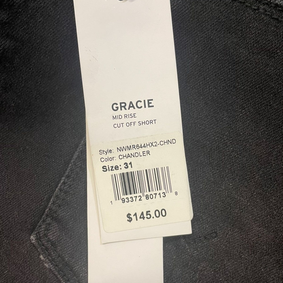 Hudson Womens Gracie Mid Rise Black Distressed Denim Cut Off Shorts Sz 31 New