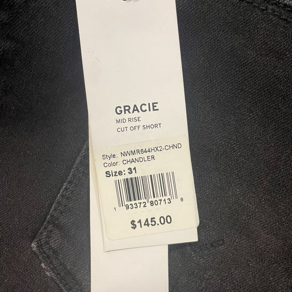 Hudson Womens Gracie Mid Rise Black Distressed Denim Cut Off Shorts Sz 31 New