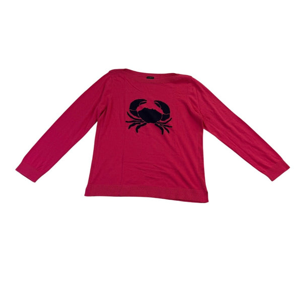 Talbots Womens Pink Crab Graphic Sweater Pullover Casual Knit Size XL