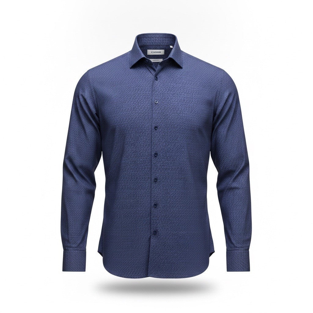 Brook Taverner Mens Navy Cotton Classic Fit Dress Shirt 18" Collar 35" Sleeve