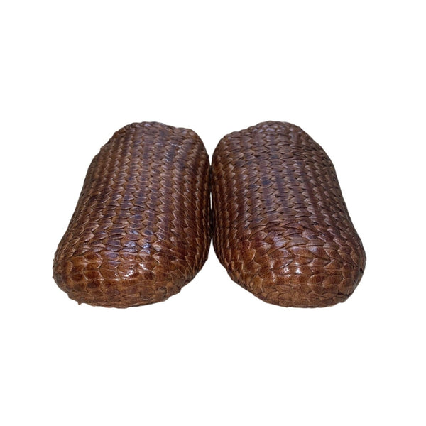 Women’s Brown Woven Leather Slip-On Textured Mule  Shoes Size Aprox US9