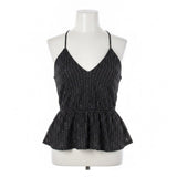 Express Womens Black Nylon & Polyester Sparkle Strappy Peplum Tank Top XS