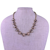 Stella & Dot Womens Gold Tone Brass Necklace With Smoky Crystals 