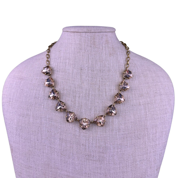 Stella & Dot Womens Gold Tone Brass Necklace With Smoky Crystals 