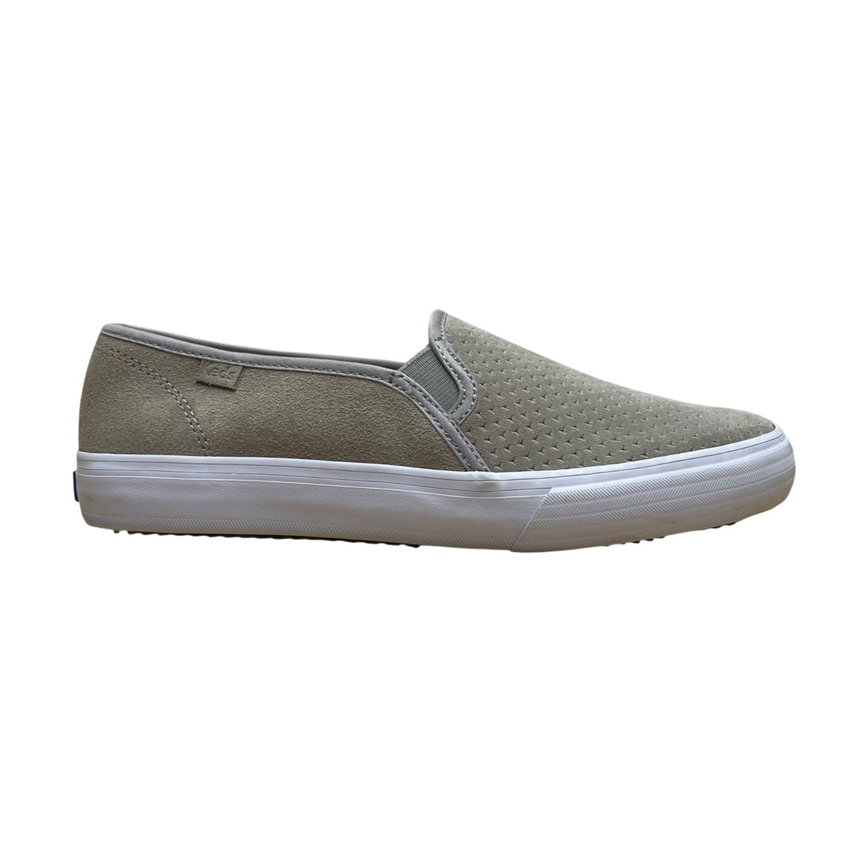 Keds Women’s Grey Suede Perforated Pattern Slip-On  Flat Sneakers Size 7.5
