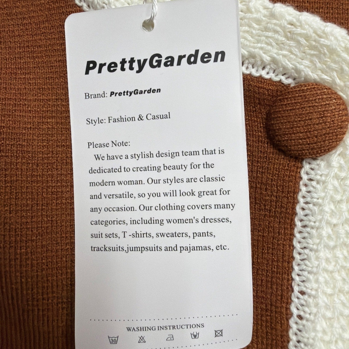 Pretty Garden Womens Brown/White Button-Front Cardigan Sweater Size XXL - New