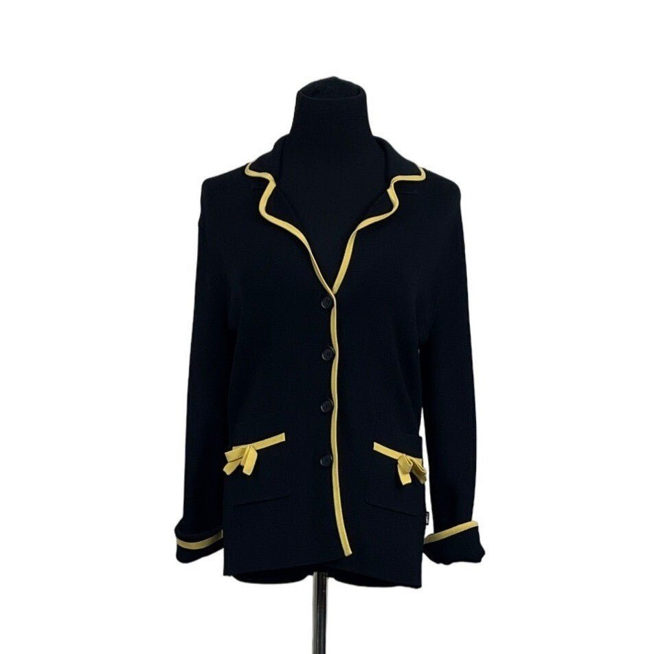 BCBG Maxazria Women's Yellow-Lined Black Blazer Sz M