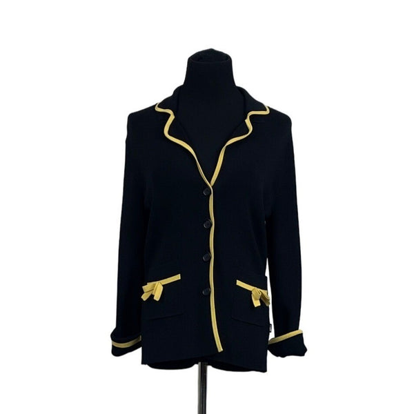 BCBG Maxazria Women's Yellow-Lined Black Blazer Sz M