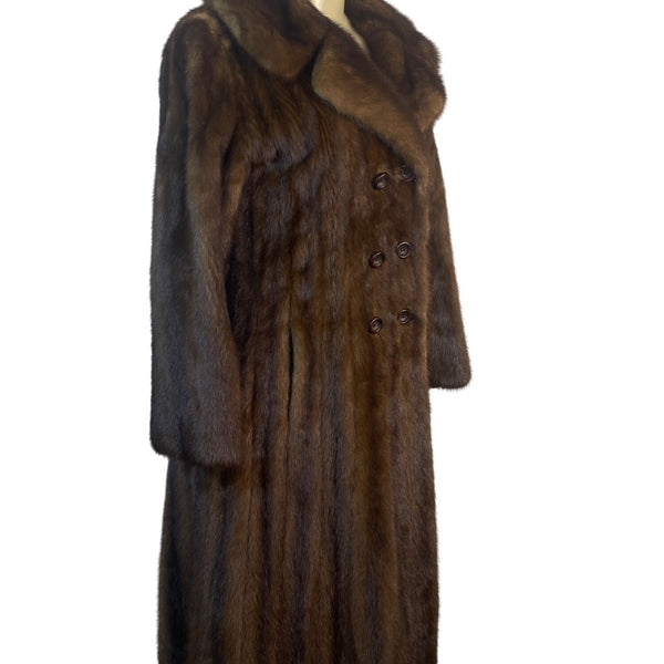 Women's Winter Fur Coat Brown Double-Breasted & Notched Lapel