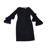 Calvin Klein Women Black Polyester Spandex Bell Sleeve Sheath Dress Size 10