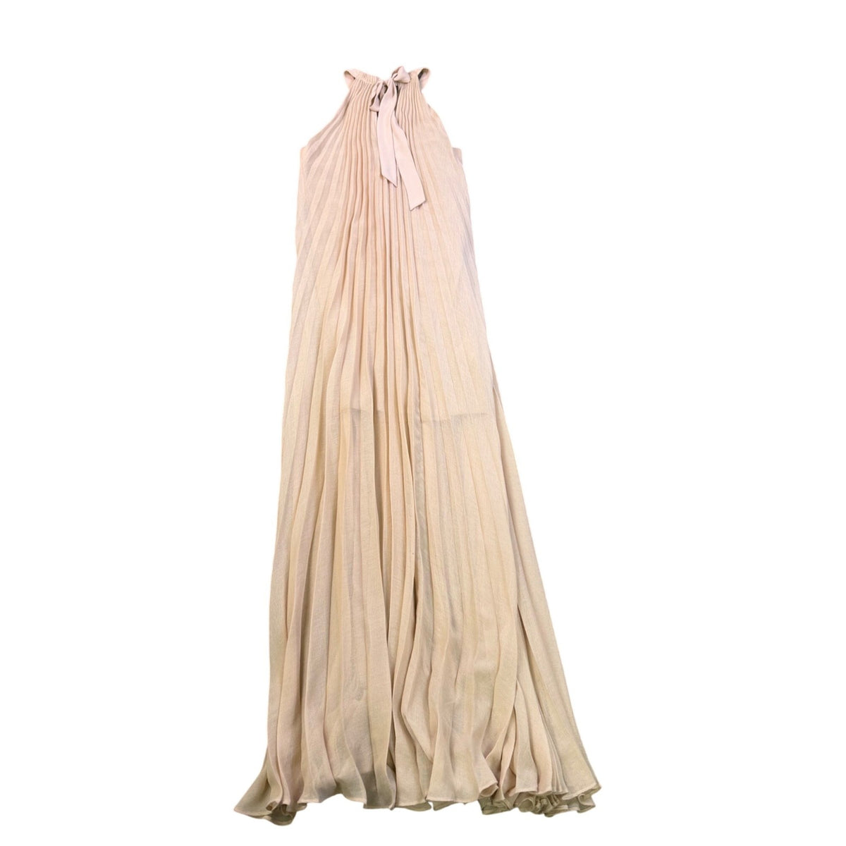 BCBG Max Azria Womens Beige Pleated Halter Maxi Dress Size XS