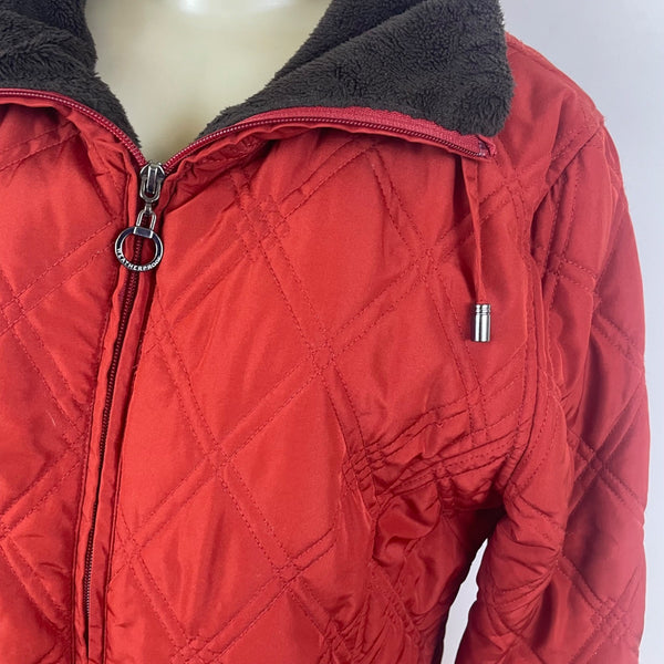 Weatherproof Womens Red Quilted Jacket  Faux Sherpa Lined Full Zip Sz M