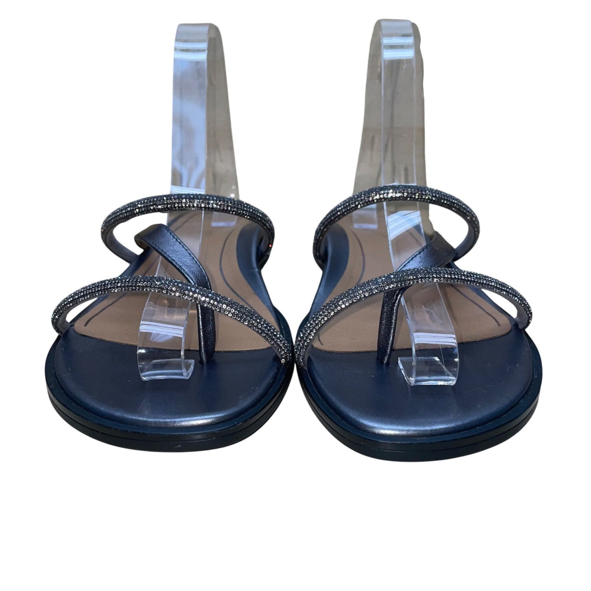 Women’s Silver Strappy Rhinestone Prism Sandals Size 8M