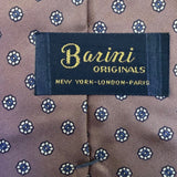 Barini Originals Mens Brown Silk Floral Pattern Necktie