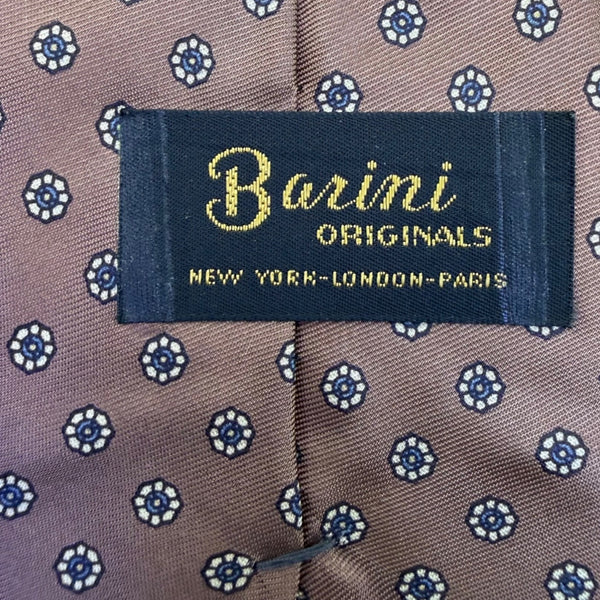 Barini Originals Mens Brown Silk Floral Pattern Necktie