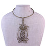 Vintage Gold Tone Metal Owl Pendant Necklace Wire Design Adjustable