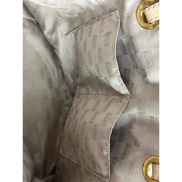 Michael Kors Women's Beige Logo Pattern Satchel Handbag Sz L