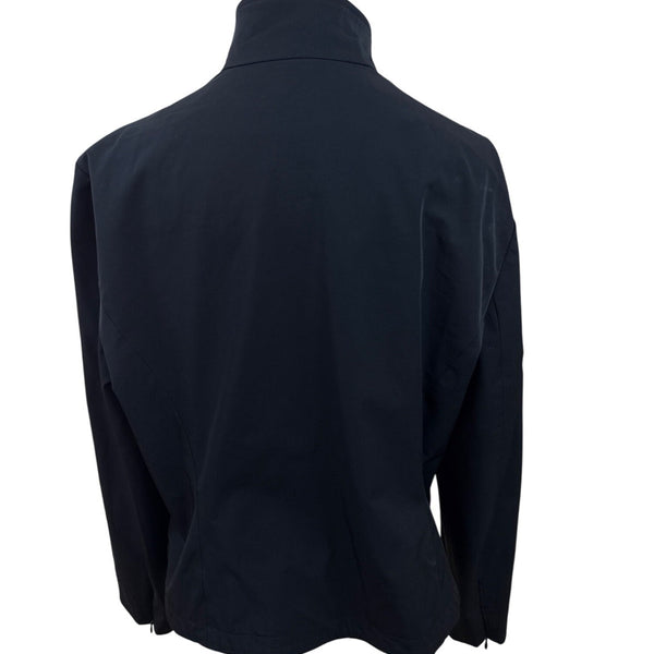 Nine West Womens Black Zip-Front Jacket With High Collar & Long Sleeves
