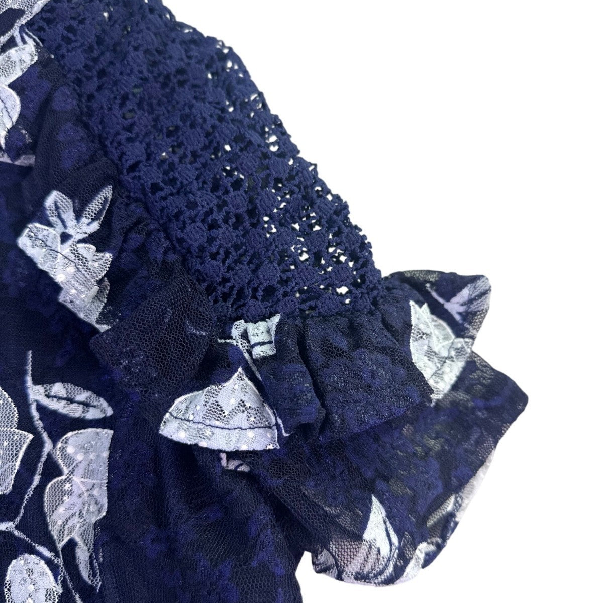 AX Paris Womens Navy Lace Floral Mini Dress Elegant Ruffle Details Size 10