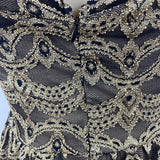 G1 Biu Womens Black & Gold Lace Sleeveless Fit & Flare Dress