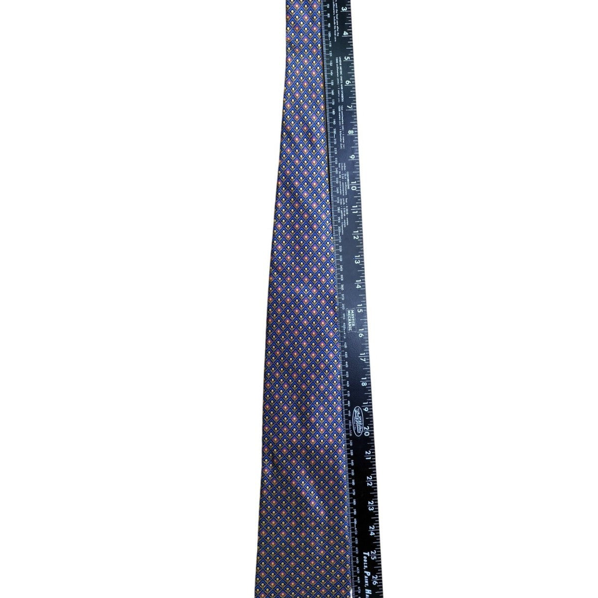 Fabergé Mens Blue All Silk Geometric Patterned Handmade Tie Made In USA