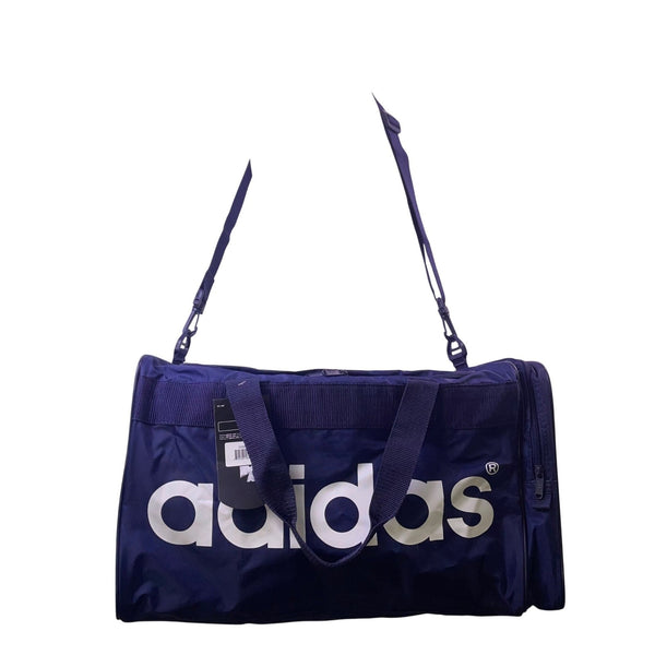 Adidas Unisex Blue Nylon Duffle Bag Logo Design Adjustable Strap One Size