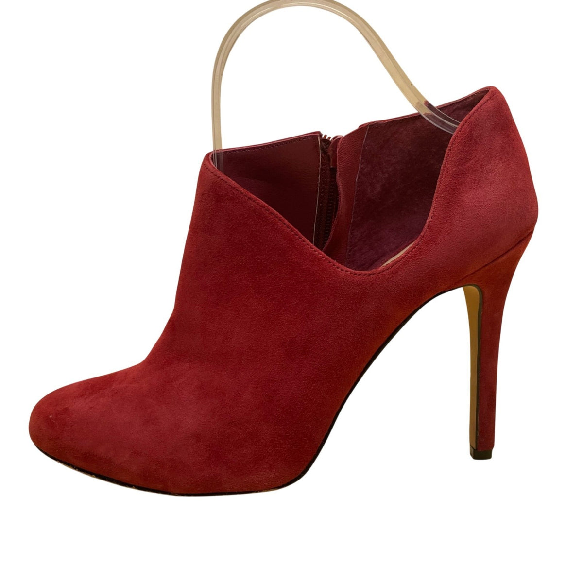 Sole Society Women’s Red Leather Side Zipper High-Heel Helena Booties Size 7.5