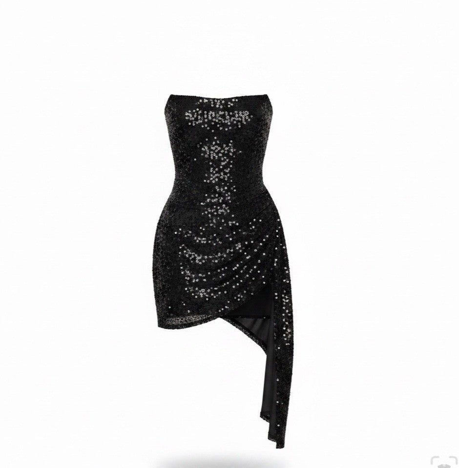 Fashion Nova Womens Black Sequined Stretch Dress Party Evening Size 1X