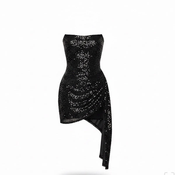 Fashion Nova Womens Black Sequined Stretch Dress Party Evening Size 1X
