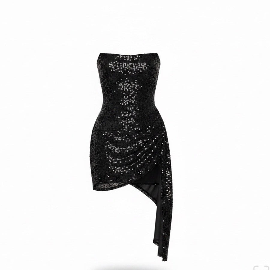 Fashion Nova Womens Black Sequined Stretch Dress Party Evening Size 1X