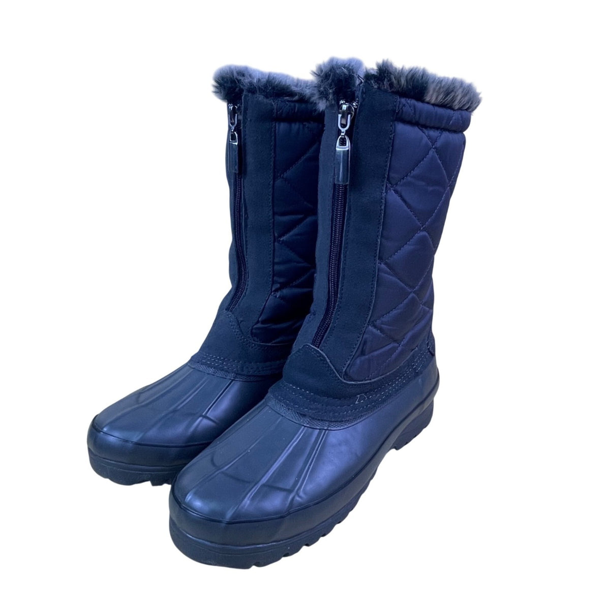 Khombu Women’s Gray Quilted Faux Fur Lined Zippered Winter Snow Boots Size 10M