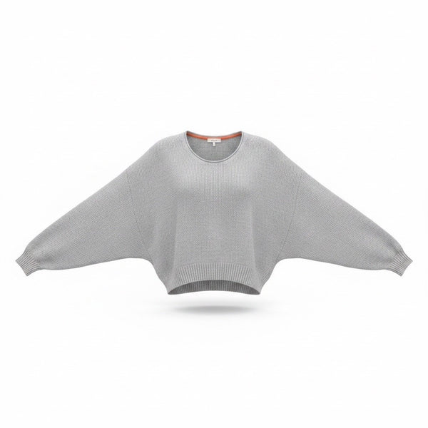 Free People Womens Gray Cotton Knit Cropped Sweater Casual Pullover Size S