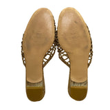 Vintage Stuart Weitzman Women’s Gold Leather Open-Toe Slingback Floral Sandals S