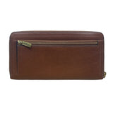 Fossil Brown Leather Zippered RFID Card Slots Coin Pocket Wristlet Wallet Size M