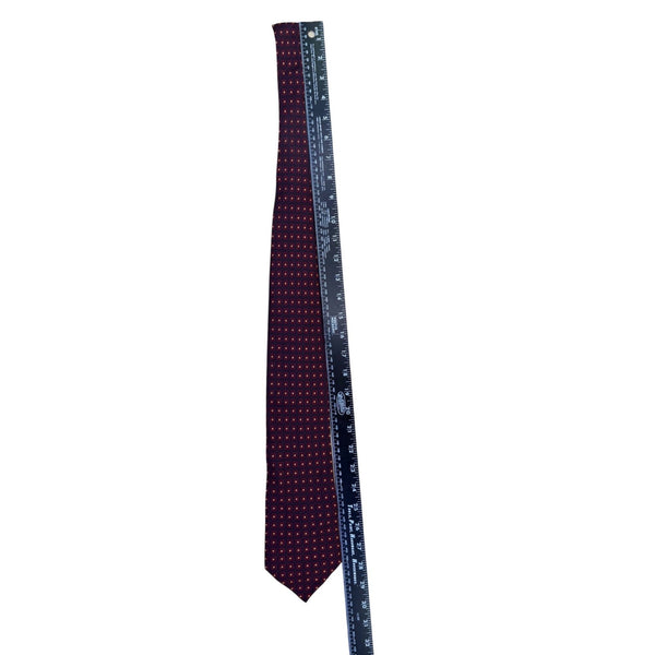 Nautica Mens Burgundy Silk Tie Yellow Square Pattern Classic Necktie