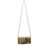 Bijoux Terner Women’s Champagne Satin Effect Chain Strap Bow Clutch Bag
