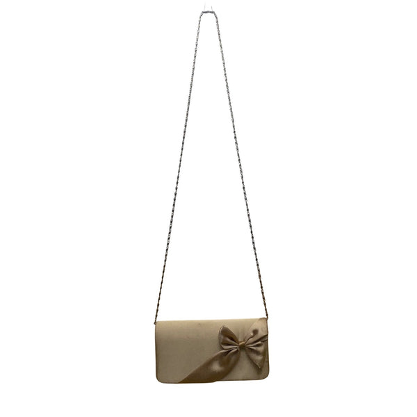 Bijoux Terner Women’s Champagne Satin Effect Chain Strap Bow Clutch Bag