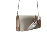 Bijoux Terner Women’s Champagne Satin Effect Chain Strap Bow Clutch Bag