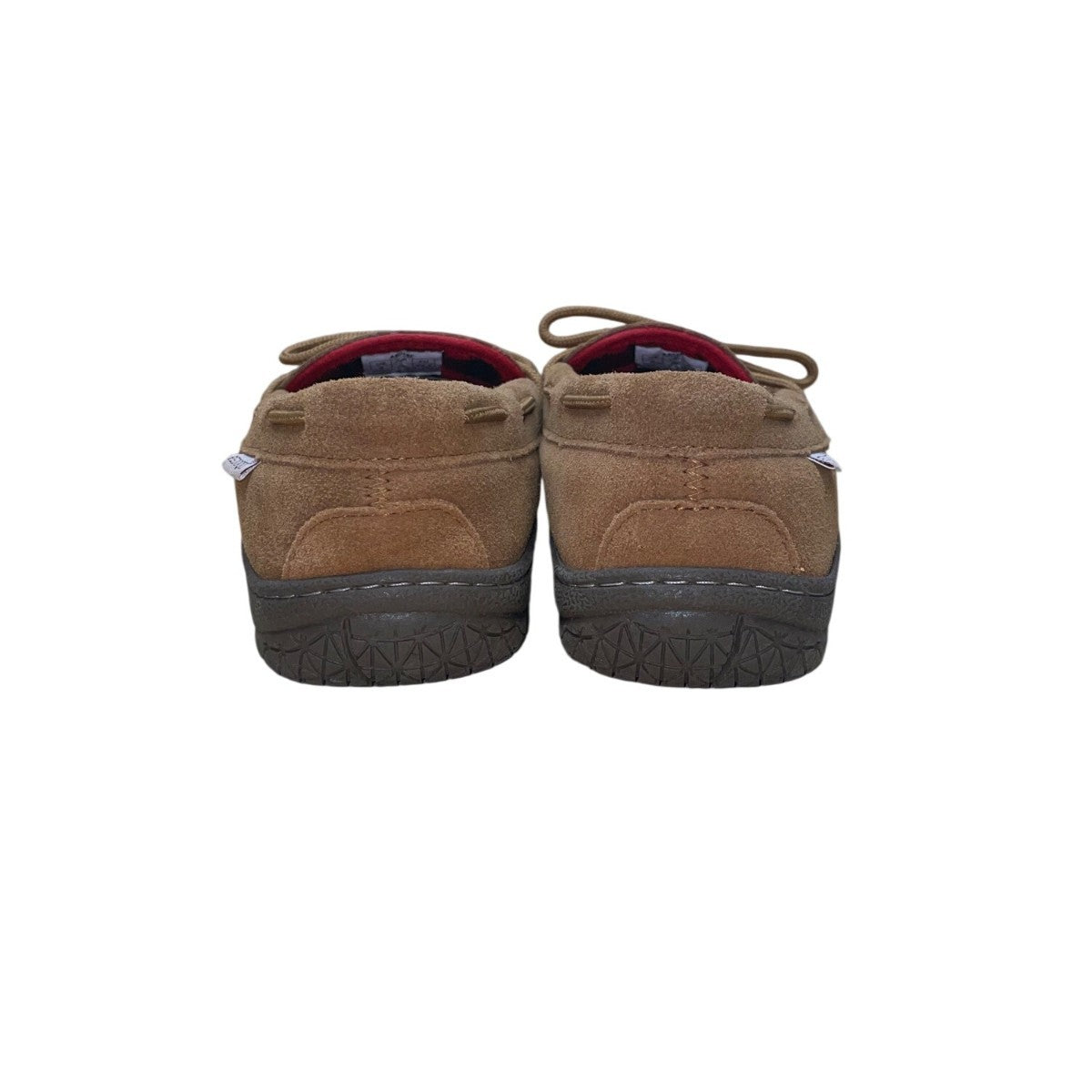 Pedoqu Men’s Brown Suede Red Plaid Flannel Lining Moccasin Slippers Size 9US