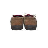 Pedoqu Men’s Brown Suede Red Plaid Flannel Lining Moccasin Slippers Size 9US