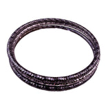 Stackable Womens Silver Tone & Black Metal Textured Bracelets Set Of 3